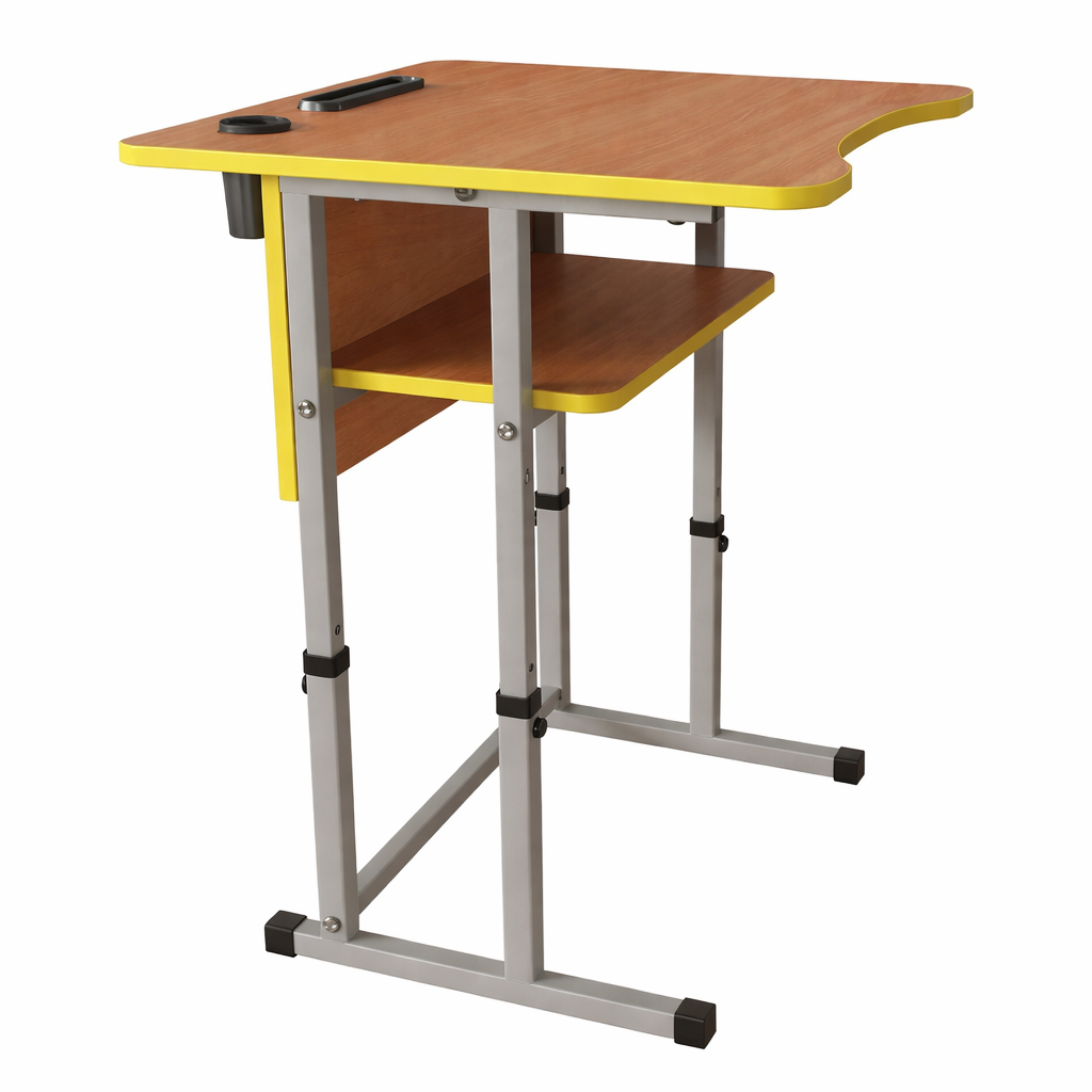 Стіл учнівський 1-місний, ростова група №3-6, MEBLIX, 600х500х580/640/700/760 мм, з пеналом та підсклянником